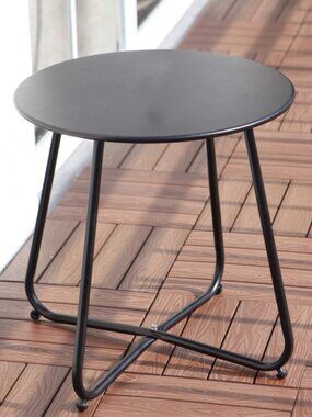 Outdoor Side Table Black 1 Steel Round Accent Table